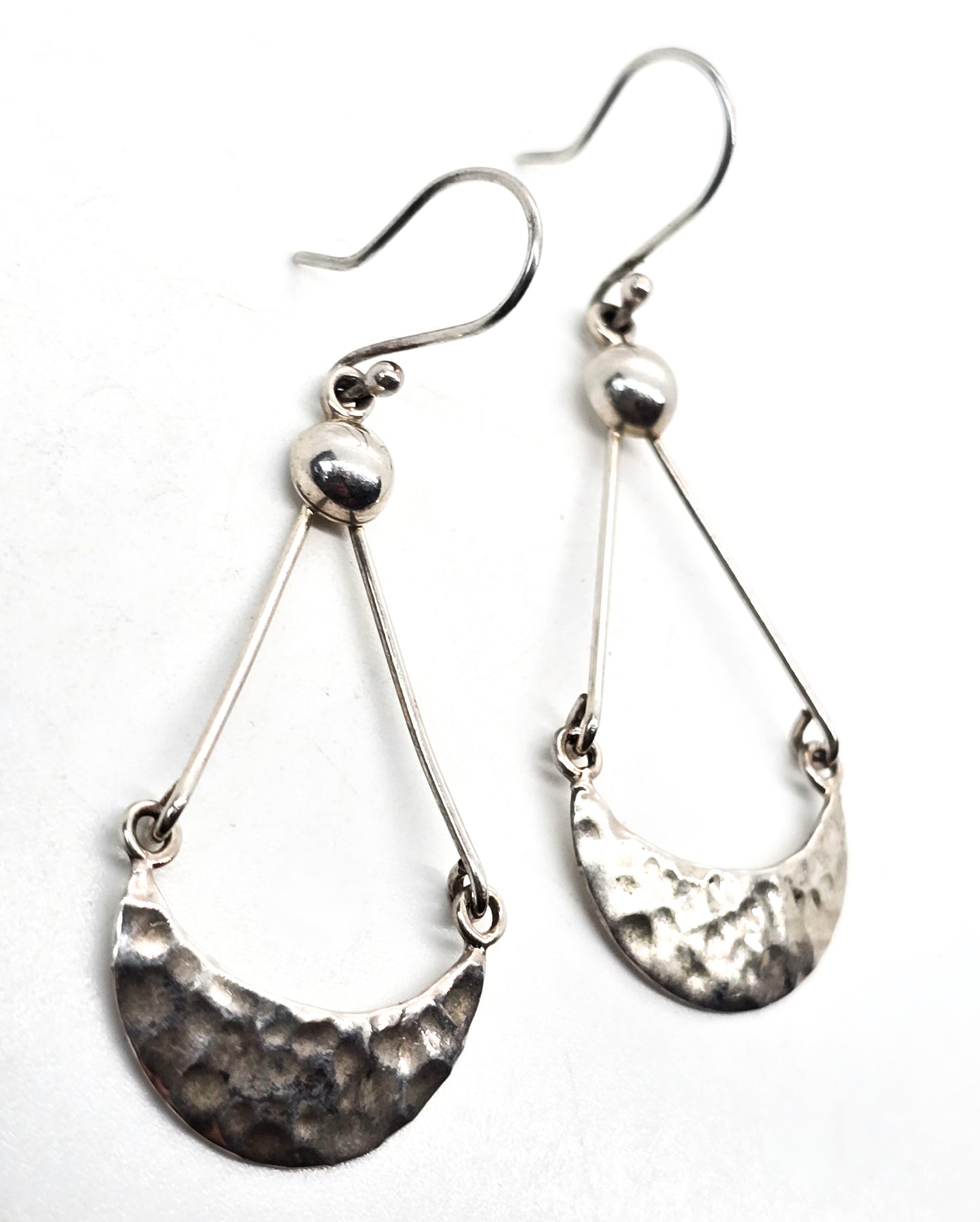 Annika Witt ATI hammered drop sterling silver hoop Mexico signed earrings