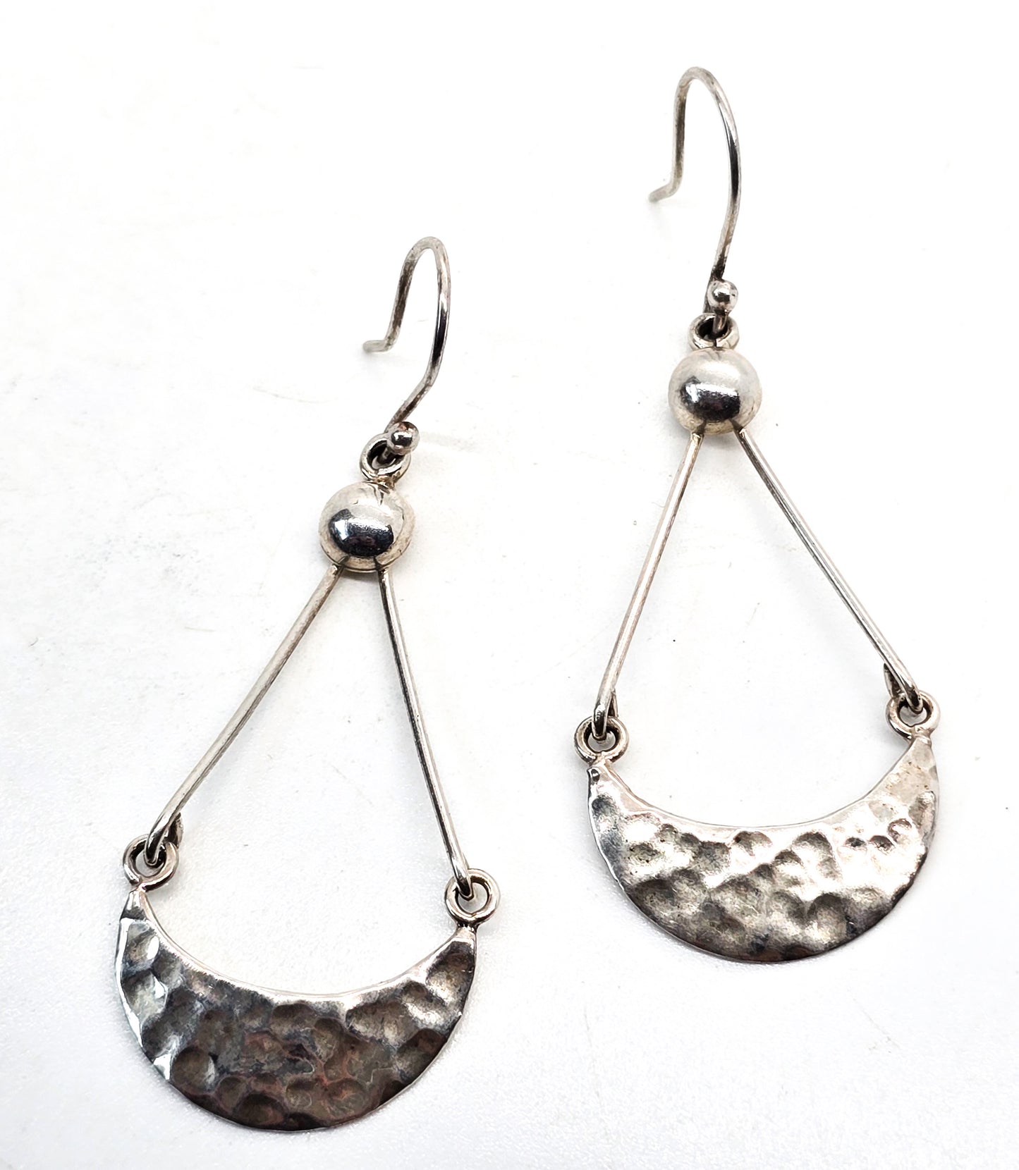 Annika Witt ATI hammered drop sterling silver hoop Mexico signed earrings