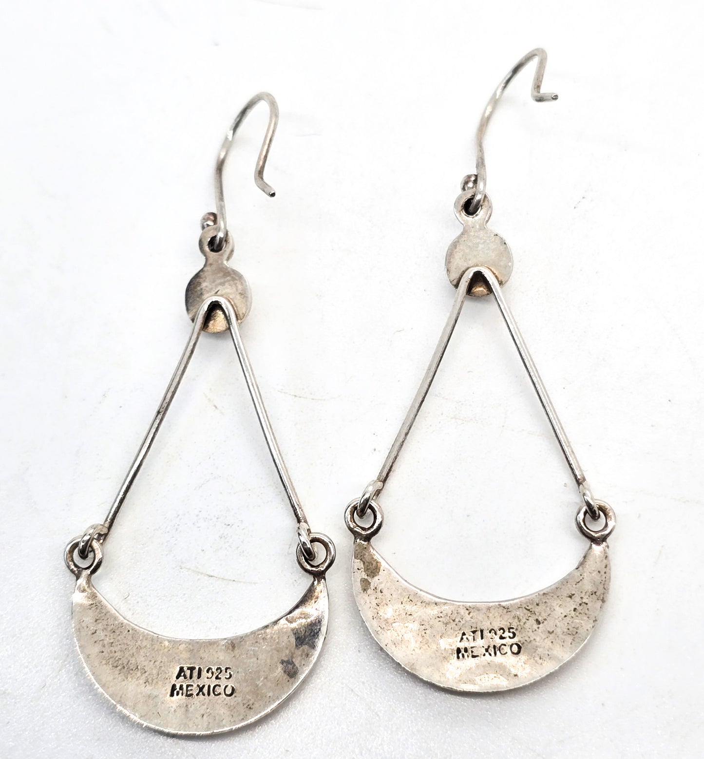 Annika Witt ATI hammered drop sterling silver hoop Mexico signed earrings