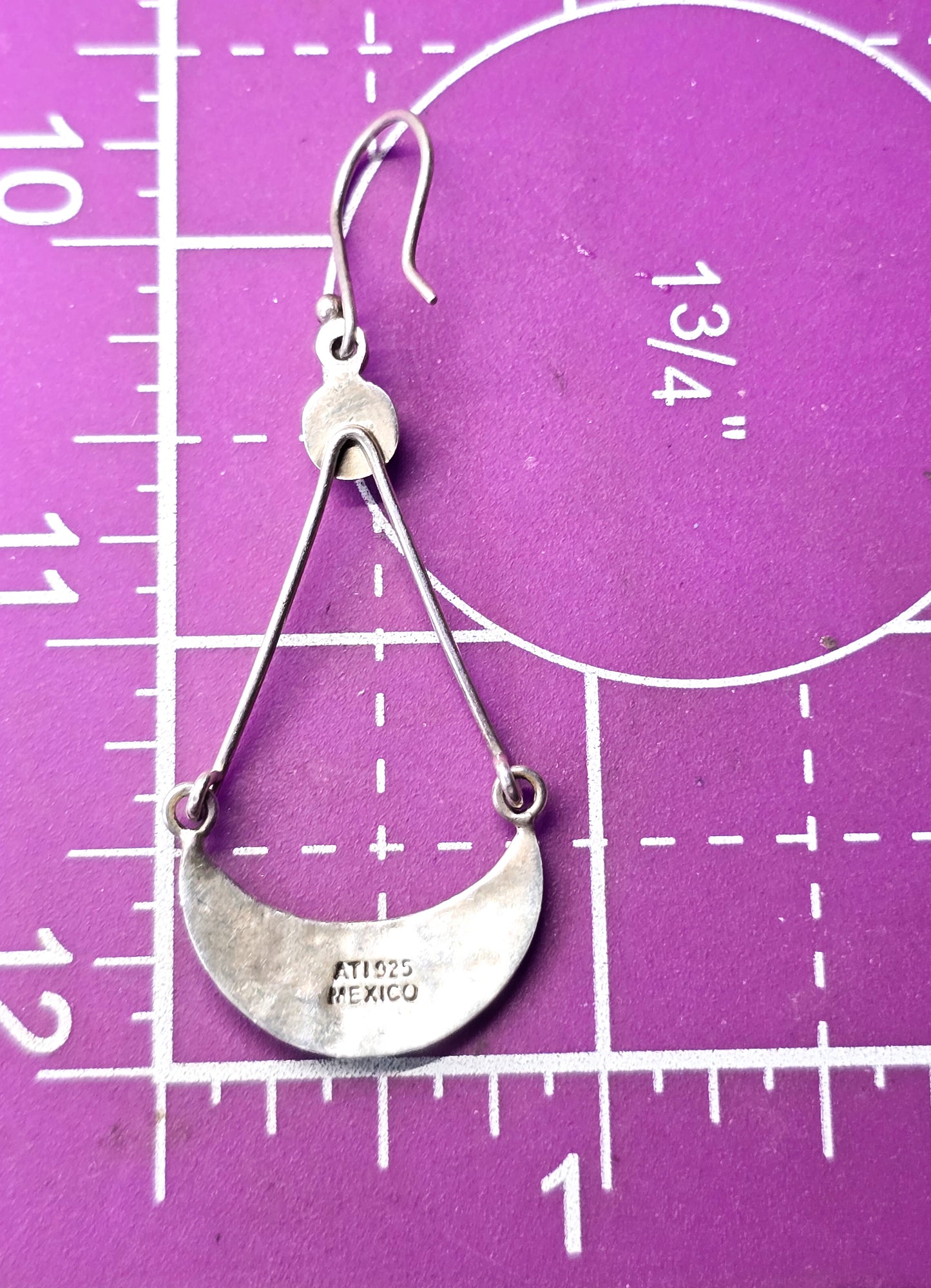 Annika Witt ATI hammered drop sterling silver hoop Mexico signed earrings
