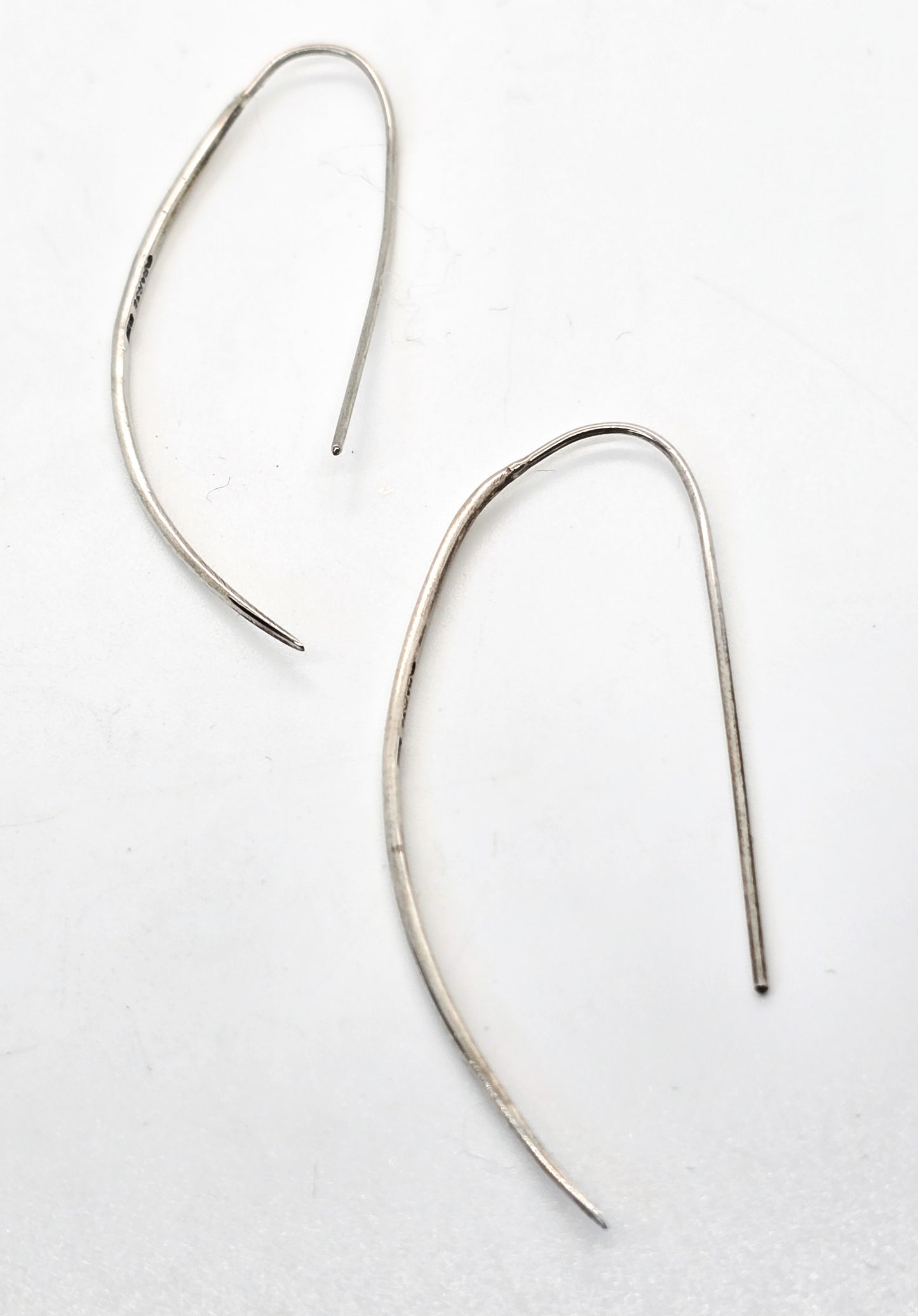 Barse Half moon threader hoop signed sterling silver earrings