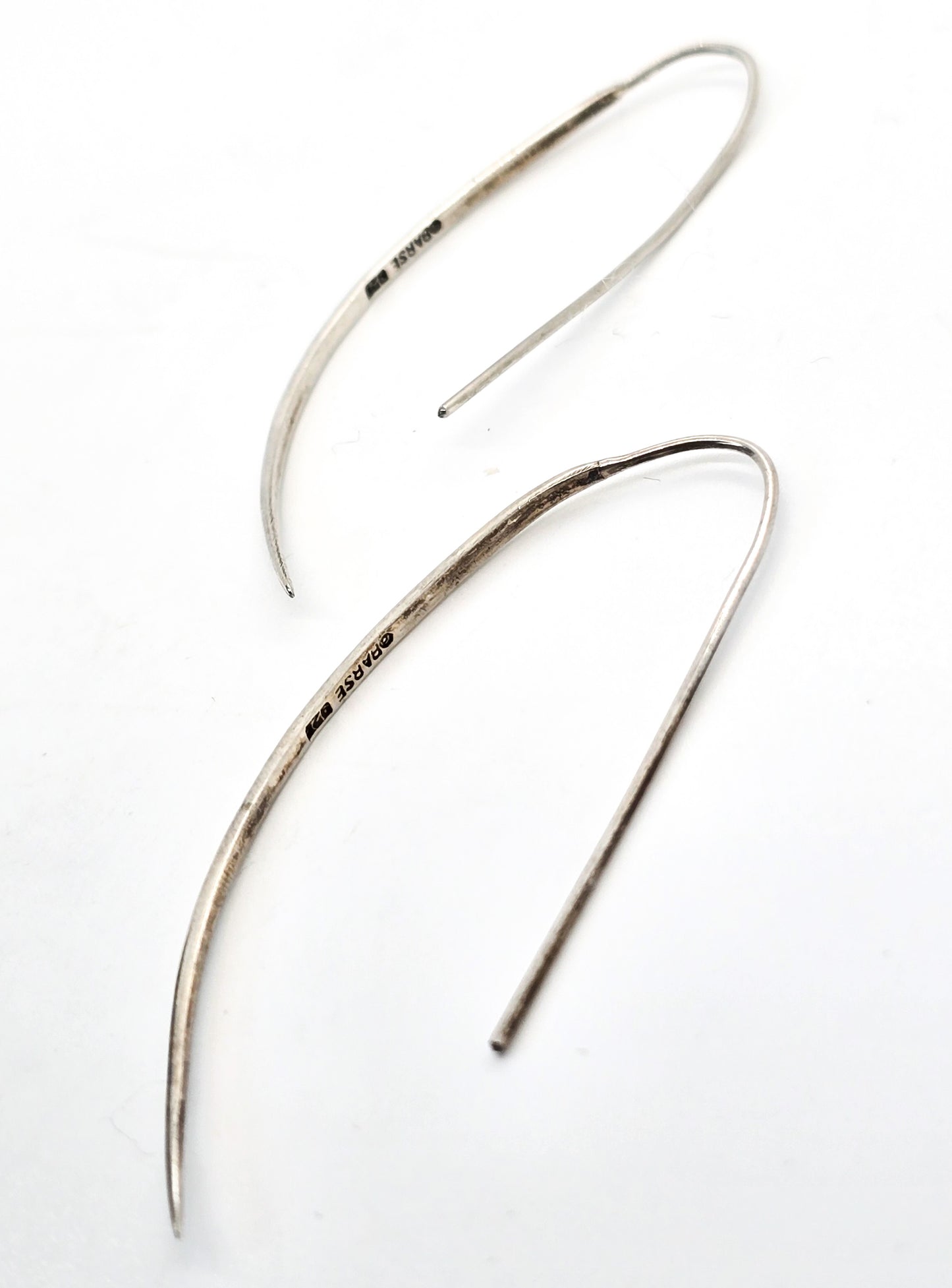Barse Half moon threader hoop signed sterling silver earrings