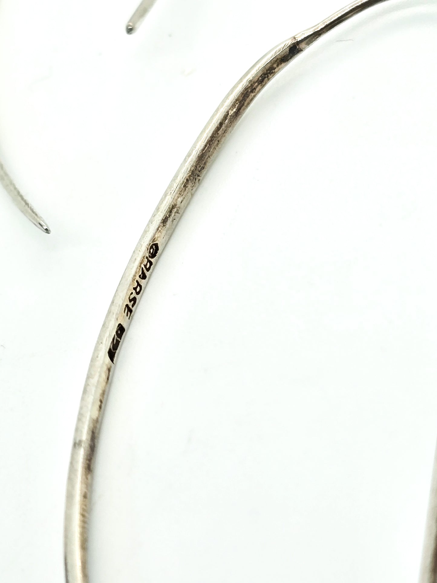 Barse Half moon threader hoop signed sterling silver earrings