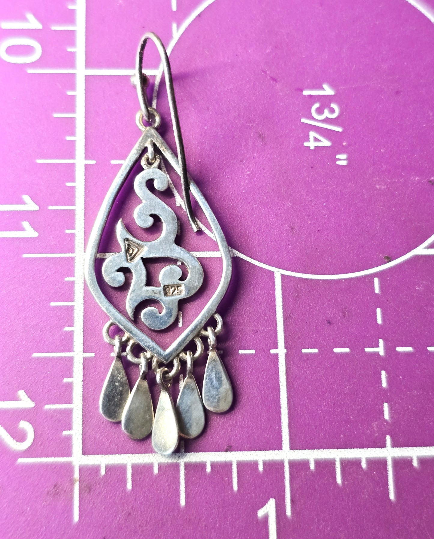 Silpada Cha Cha silver scroll W1196 vintage retired sterling silver drop fringe earrings
