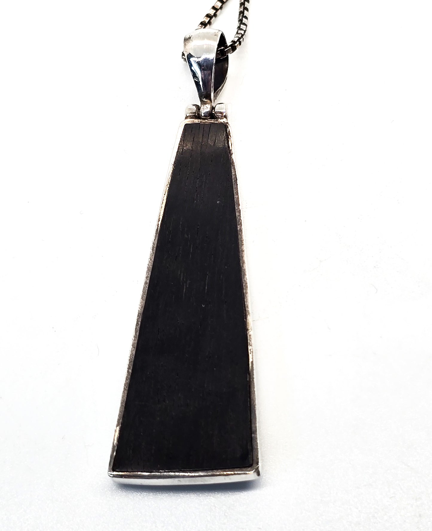 Buffalo Horn large sterling silver swirl vintage pendant necklace