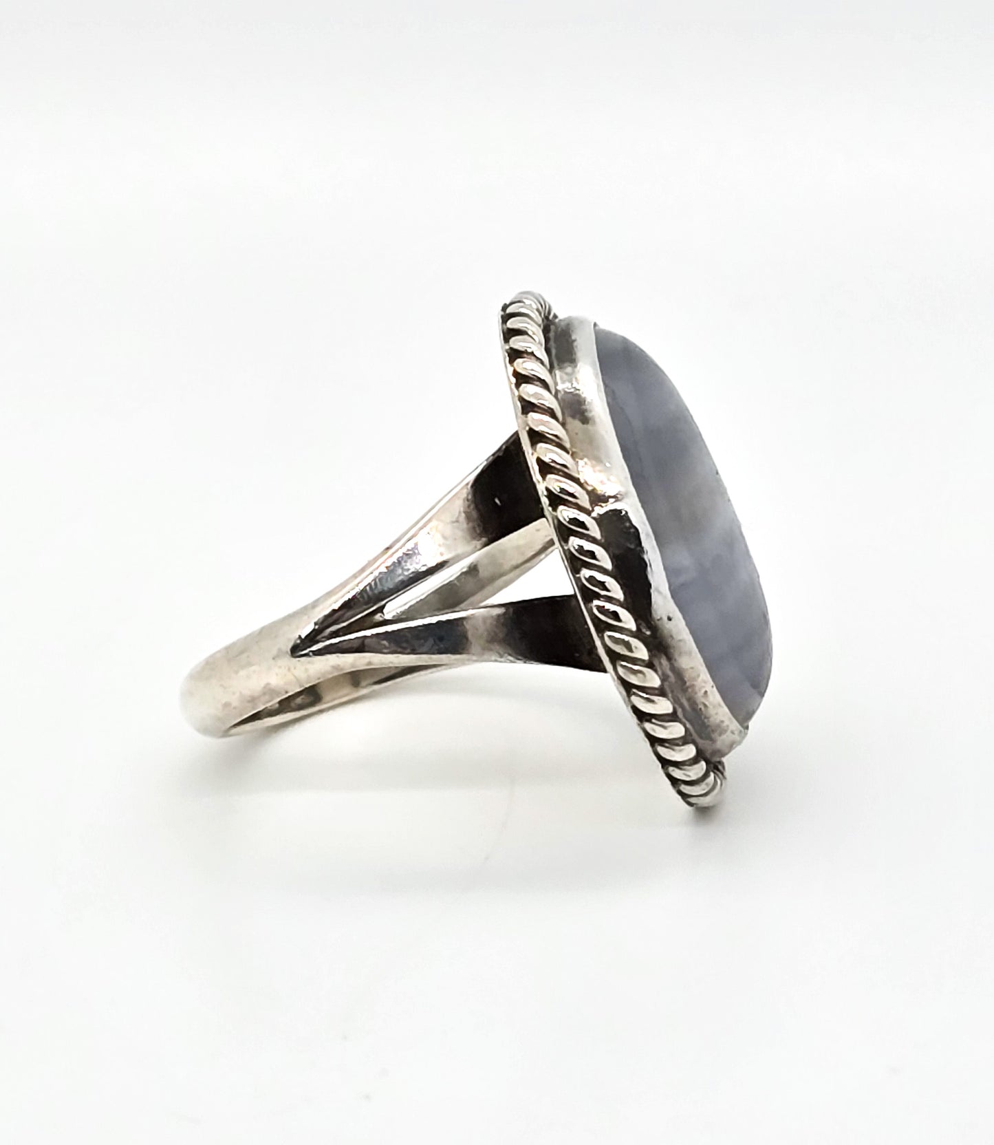 Gilo & Grace Nakai Navajo Blue lace agate vintage sterling silver ring size 6