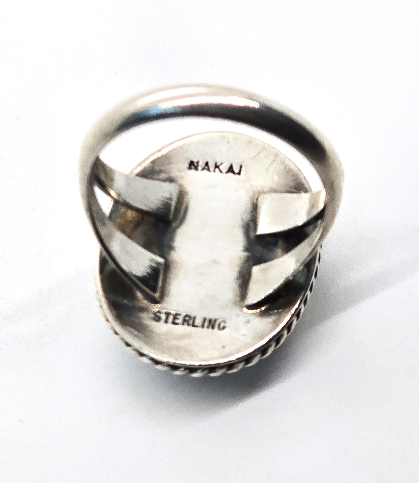 Gilo & Grace Nakai Navajo Blue lace agate vintage sterling silver ring size 6