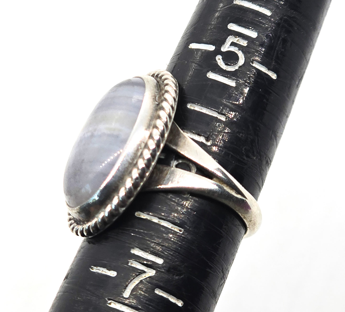 Gilo & Grace Nakai Navajo Blue lace agate vintage sterling silver ring size 6