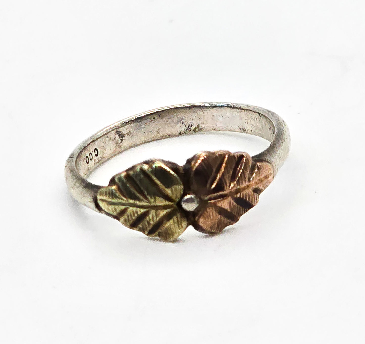 Coleman Co Black Hills Gold sterling silver yellow and rose gold vintage ring size 5.5
