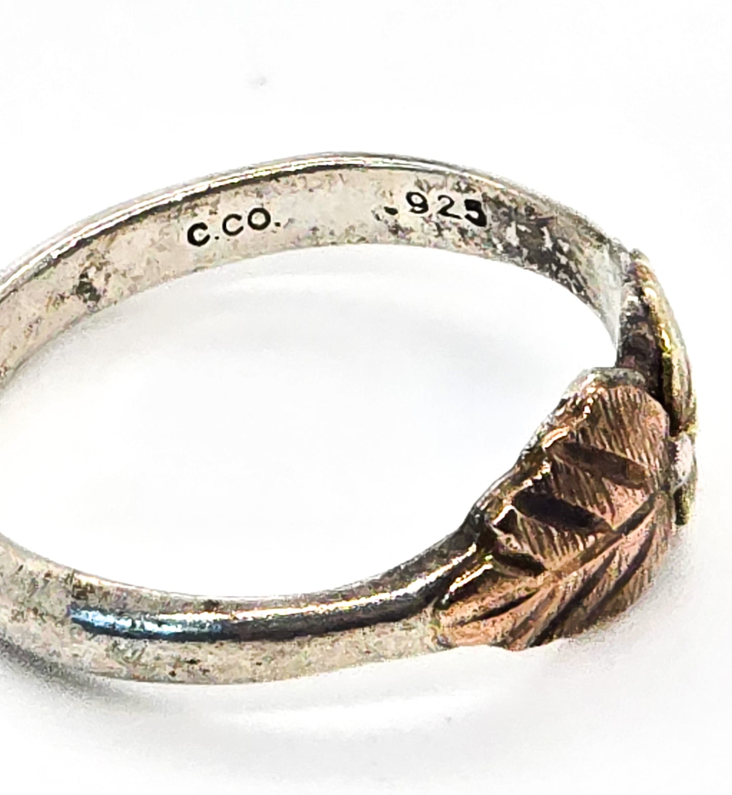 Coleman Co Black Hills Gold sterling silver yellow and rose gold vintage ring size 5.5