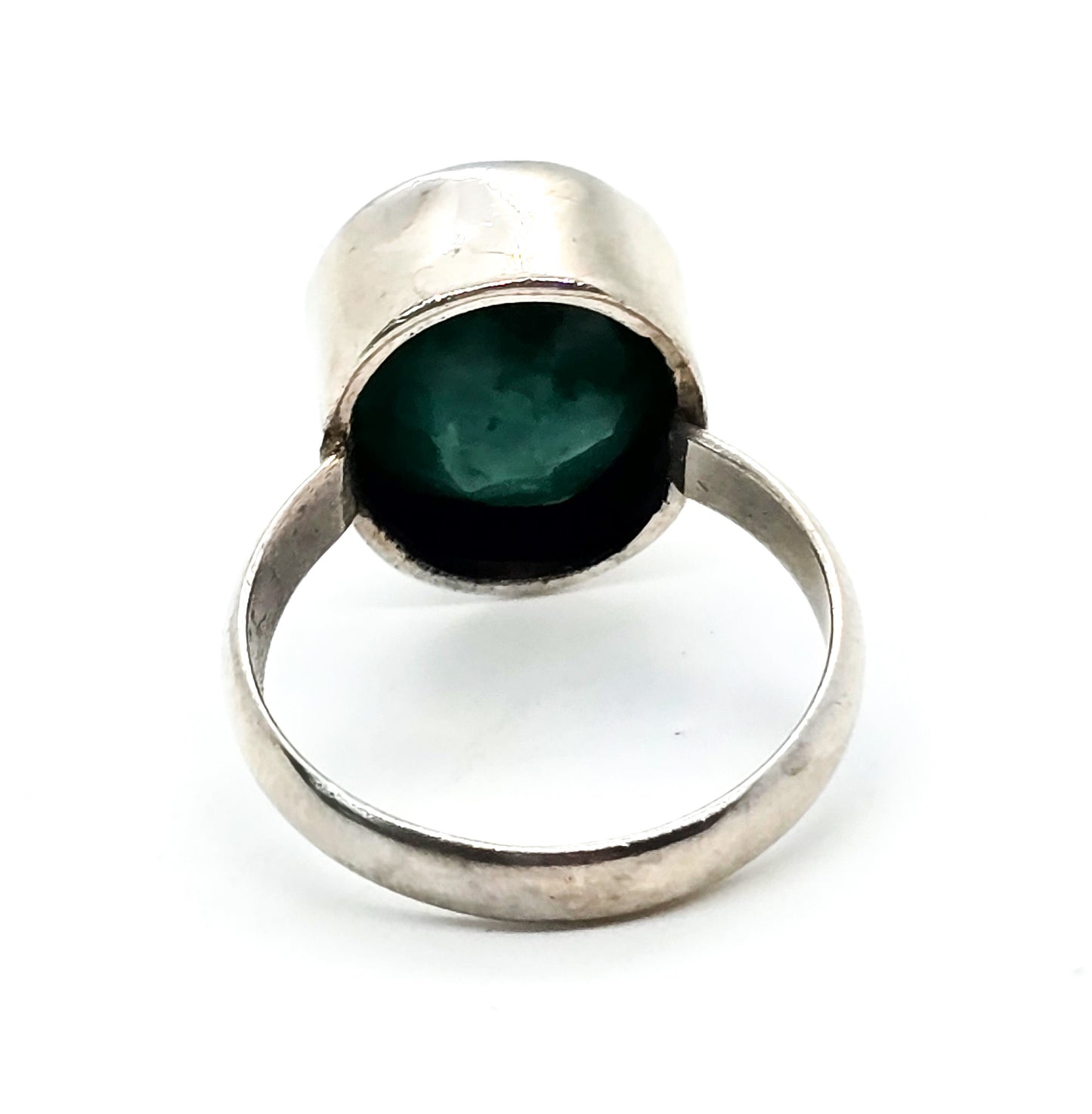 Raw Emerald faceted green gemstone sterling silver ring size 7 and 1/2