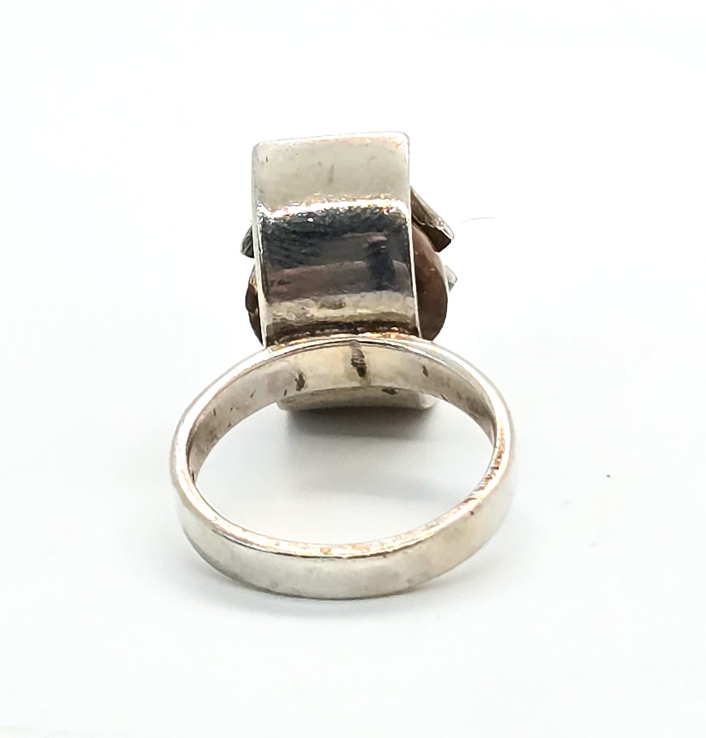 David Godinez Mexican Fire Opal Modernist crafted sterling silver ring size 5