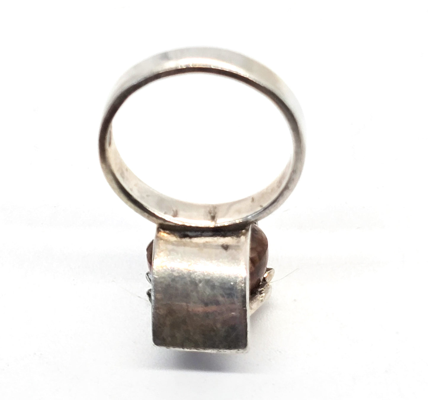 David Godinez Mexican Fire Opal Modernist crafted sterling silver ring size 5