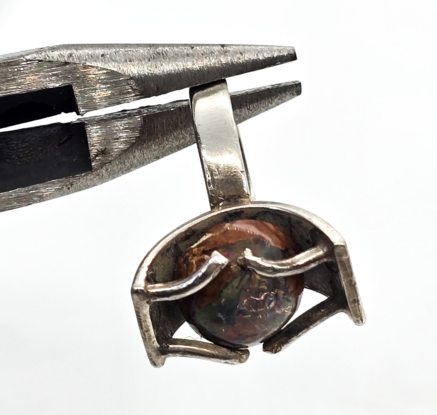 David Godinez Mexican Fire Opal Modernist crafted sterling silver ring size 5