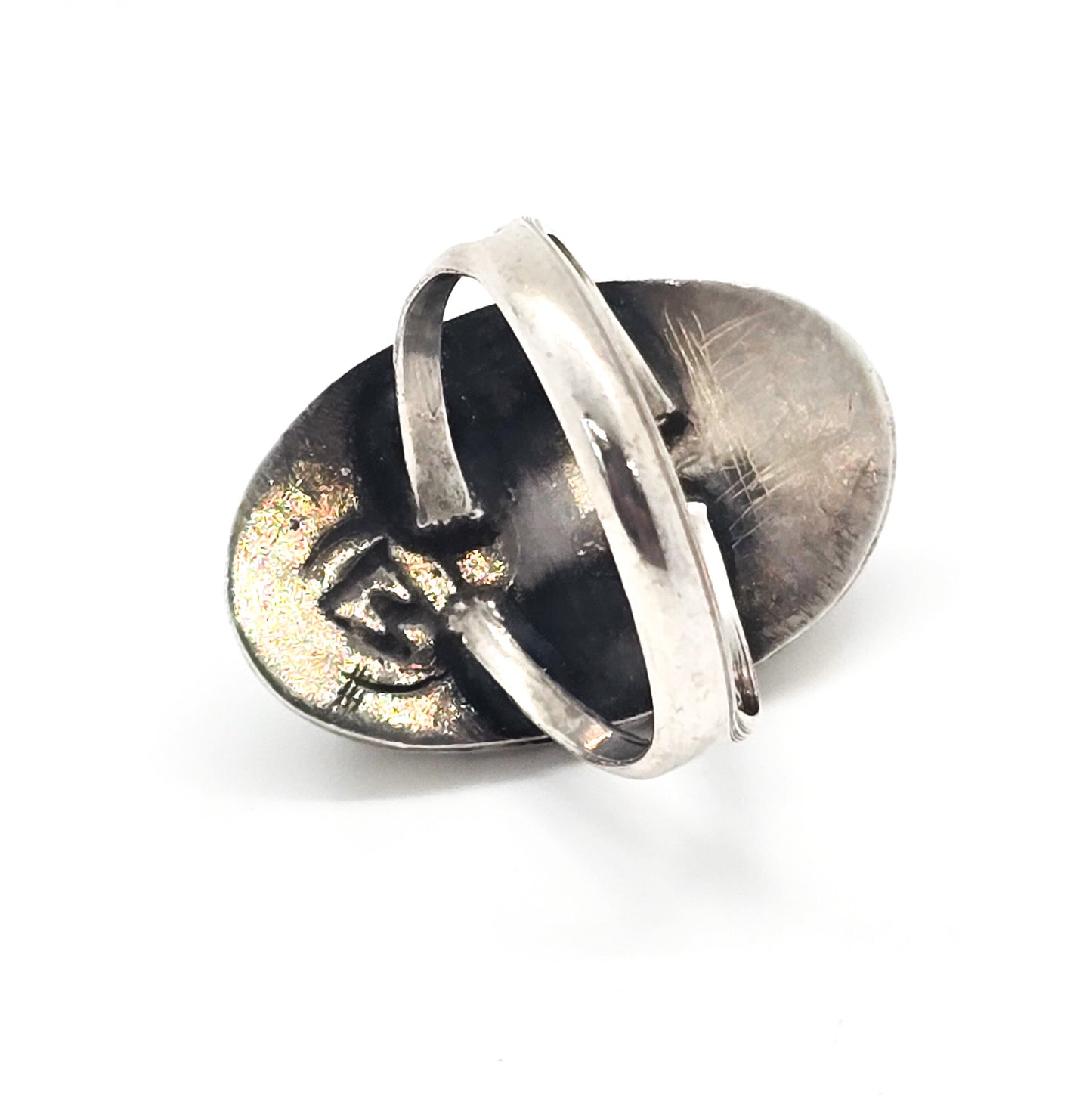 Kingman Turquoise Navajo signed vintage Native American sterling silver ring size 5.5