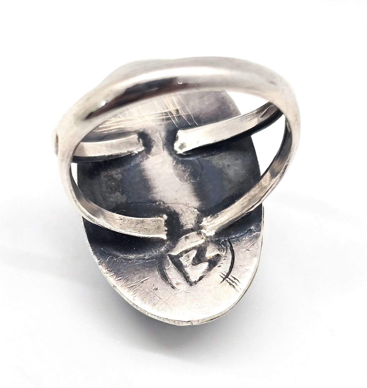 Kingman Turquoise Navajo signed vintage Native American sterling silver ring size 5.5