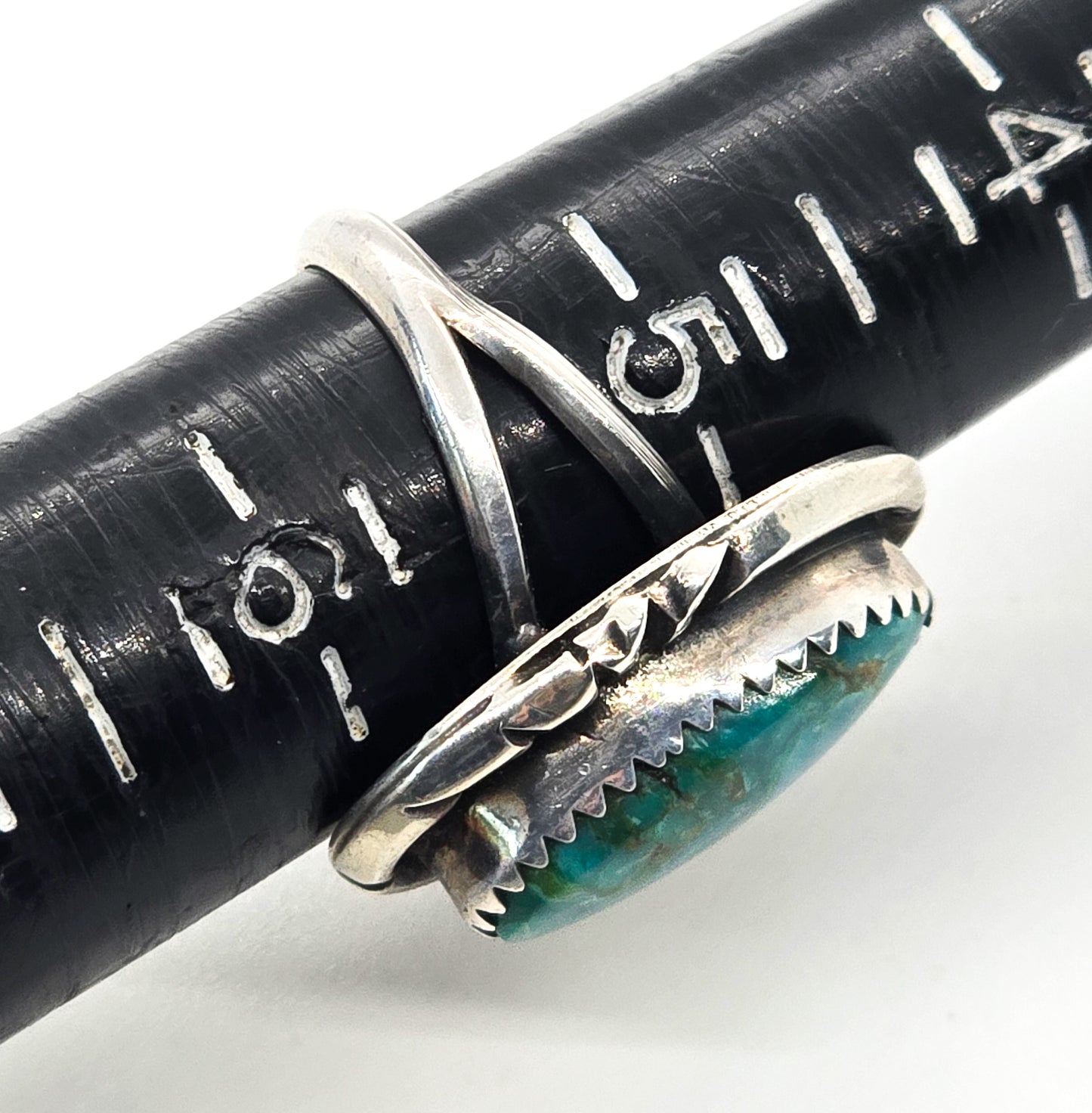 Kingman Turquoise Navajo signed vintage Native American sterling silver ring size 5.5