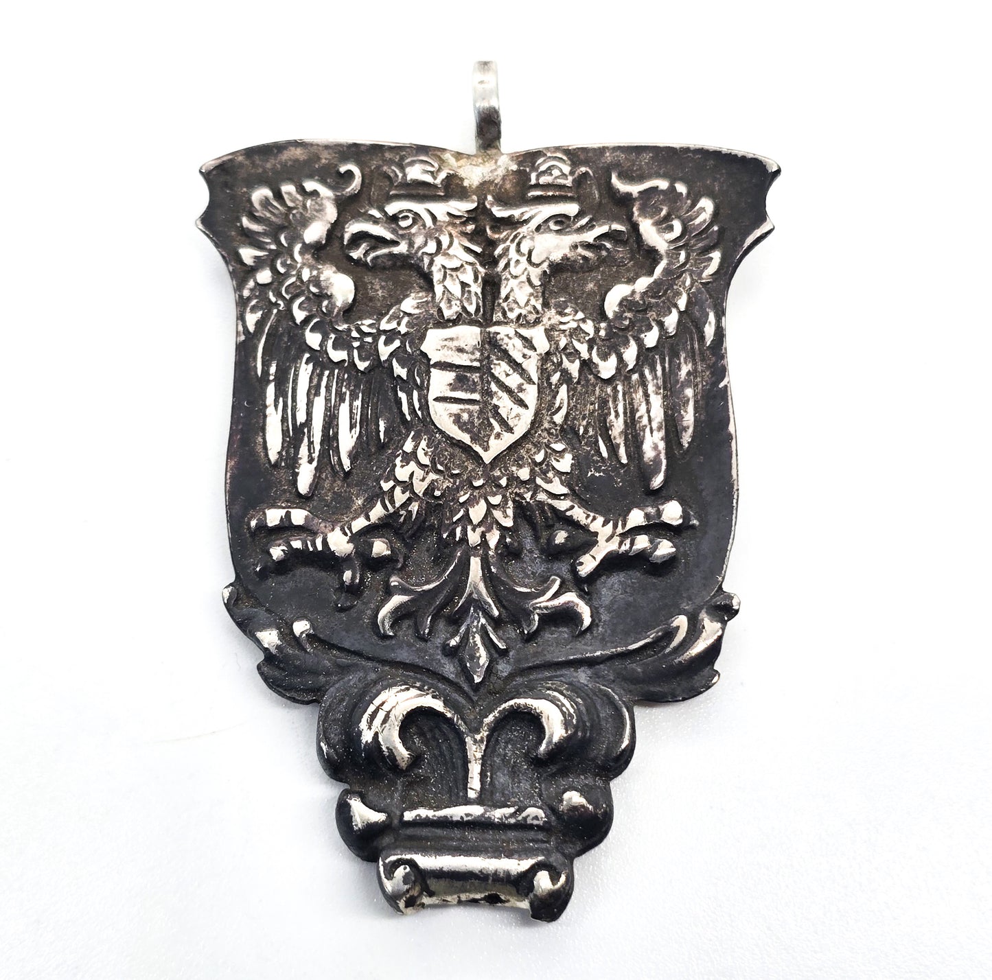 Astro Hungarian Double Headed gryphon antique coat of arms 800 sterling silver pendant