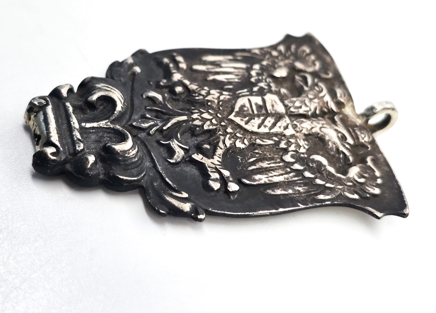 Astro Hungarian Double Headed gryphon antique coat of arms 800 sterling silver pendant