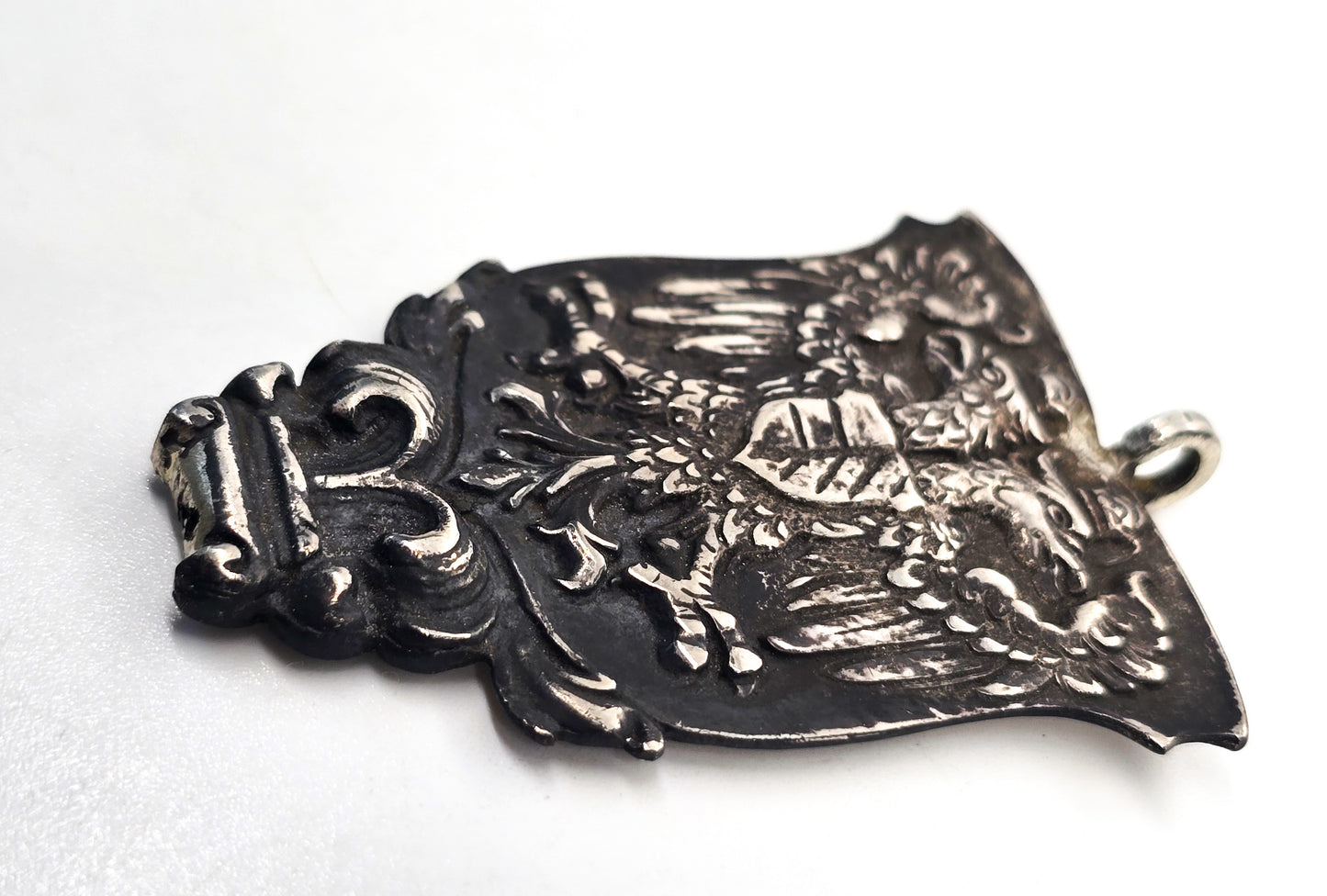 Astro Hungarian Double Headed gryphon antique coat of arms 800 sterling silver pendant