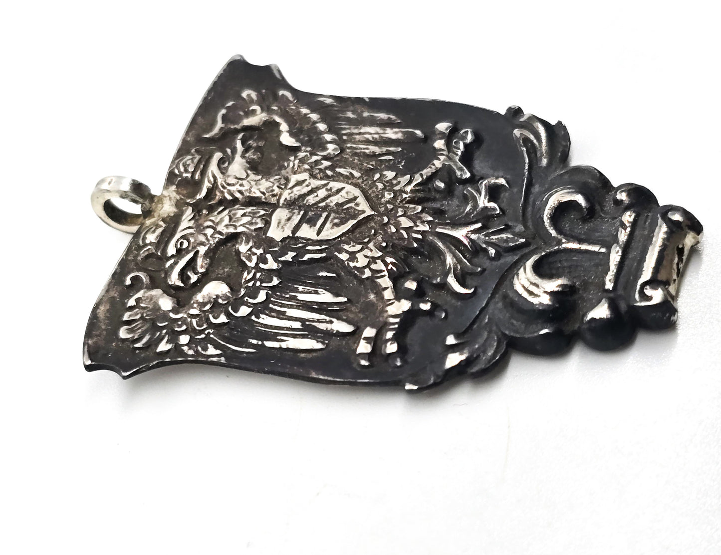 Astro Hungarian Double Headed gryphon antique coat of arms 800 sterling silver pendant