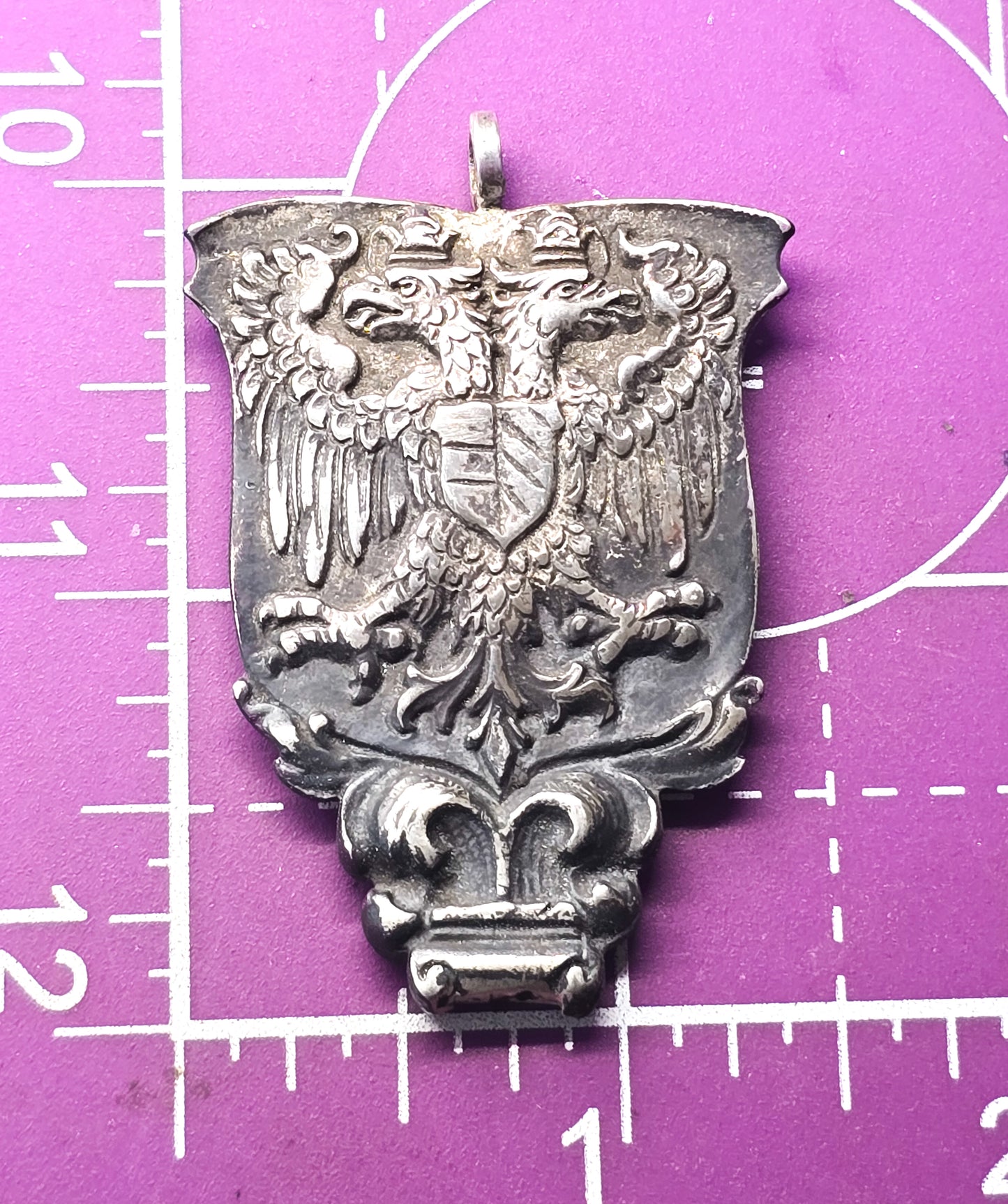 Astro Hungarian Double Headed gryphon antique coat of arms 800 sterling silver pendant