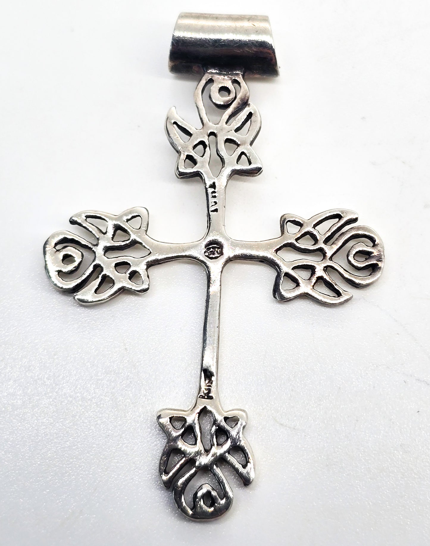Viking Celtic knot sterling silver decorated cross slide pendant