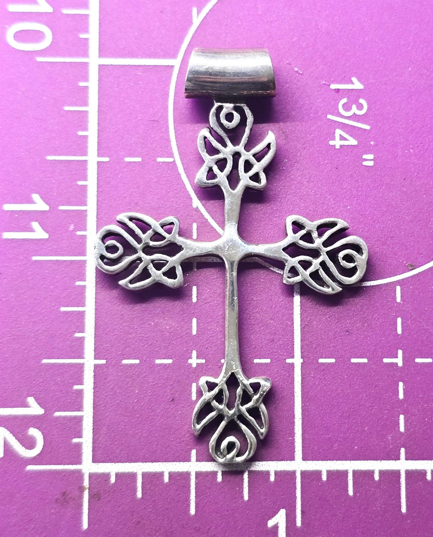 Viking Celtic knot sterling silver decorated cross slide pendant