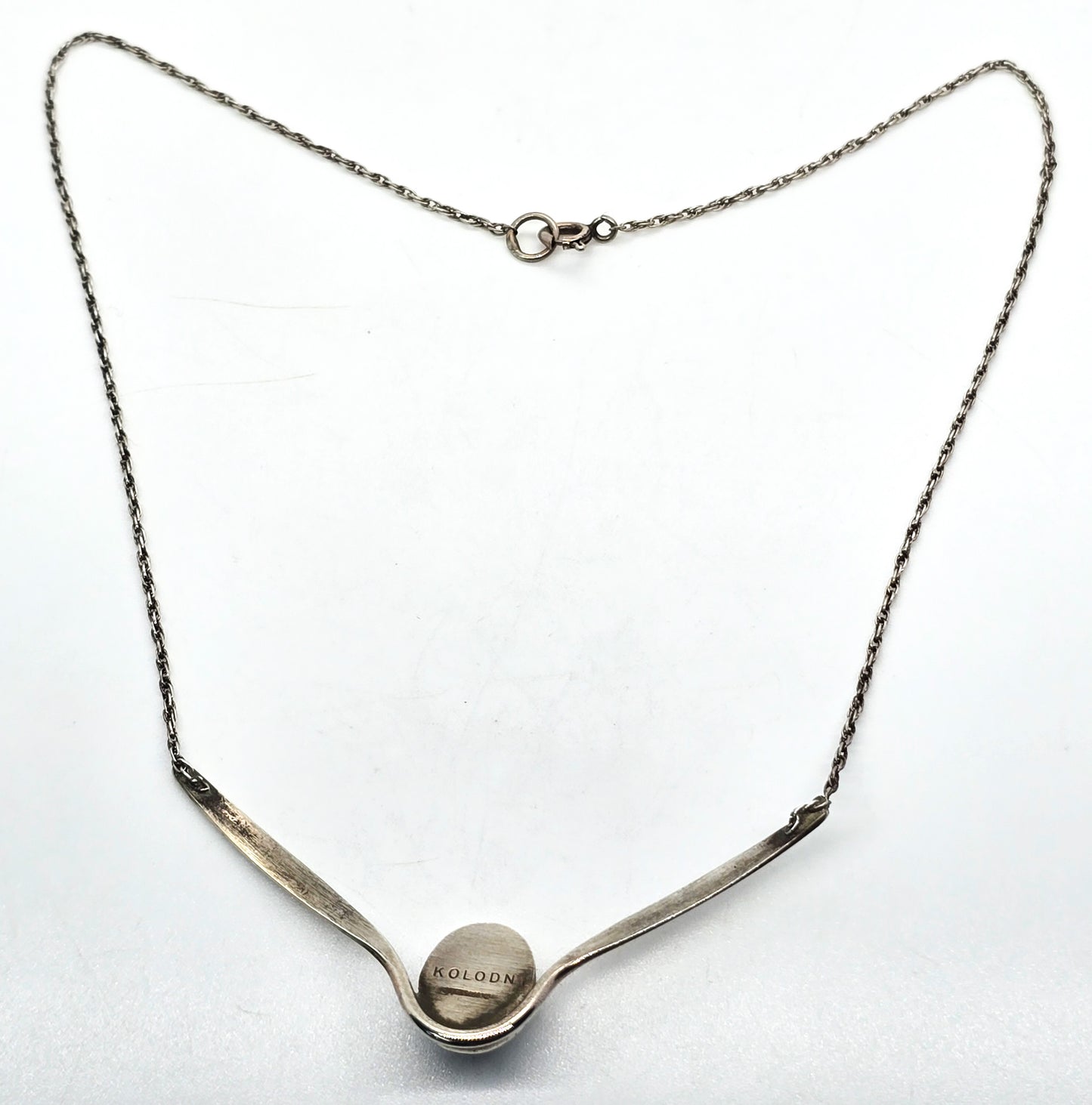 Steven Kolodny Banded Malachite sterling silver vintage 1980's retro necklace