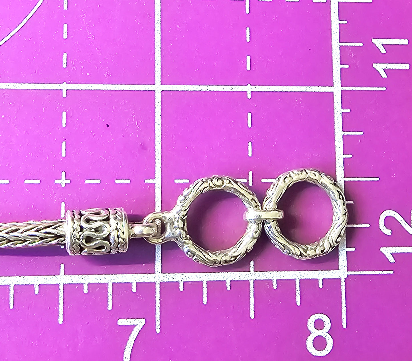 Double Dragon Naga tribal Bali Balinese sterling silver foxtail adjustable toggle bracelet