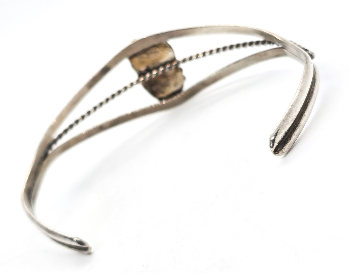 Navajo Native American petite Turquoise sterling silver feather vintage cuff bracelet
