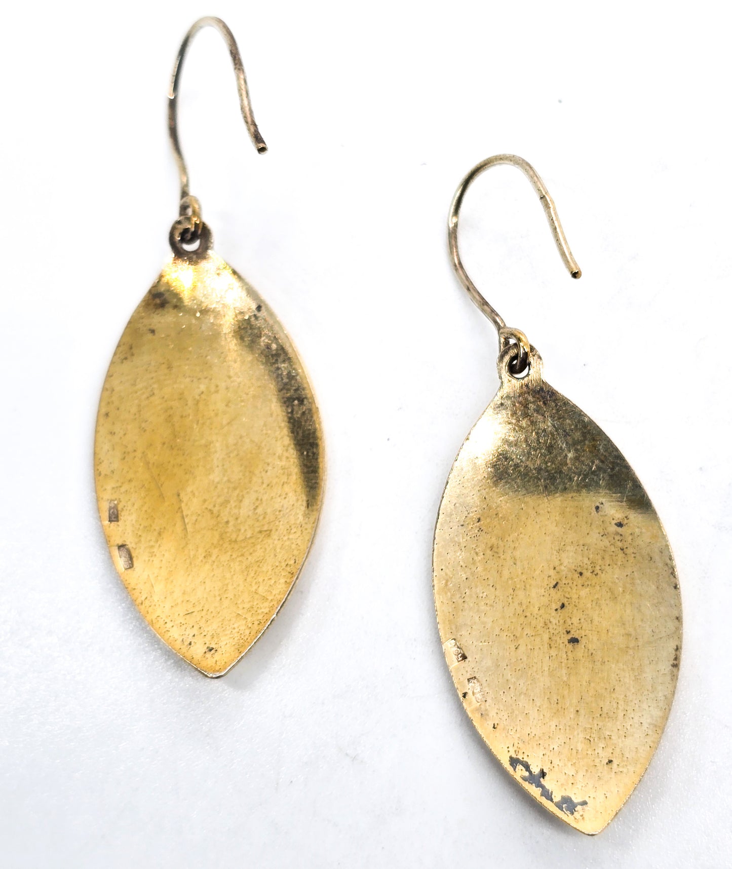 Russian Niello 875 Vermeil silver and gold flower vintage sterling silver earrings