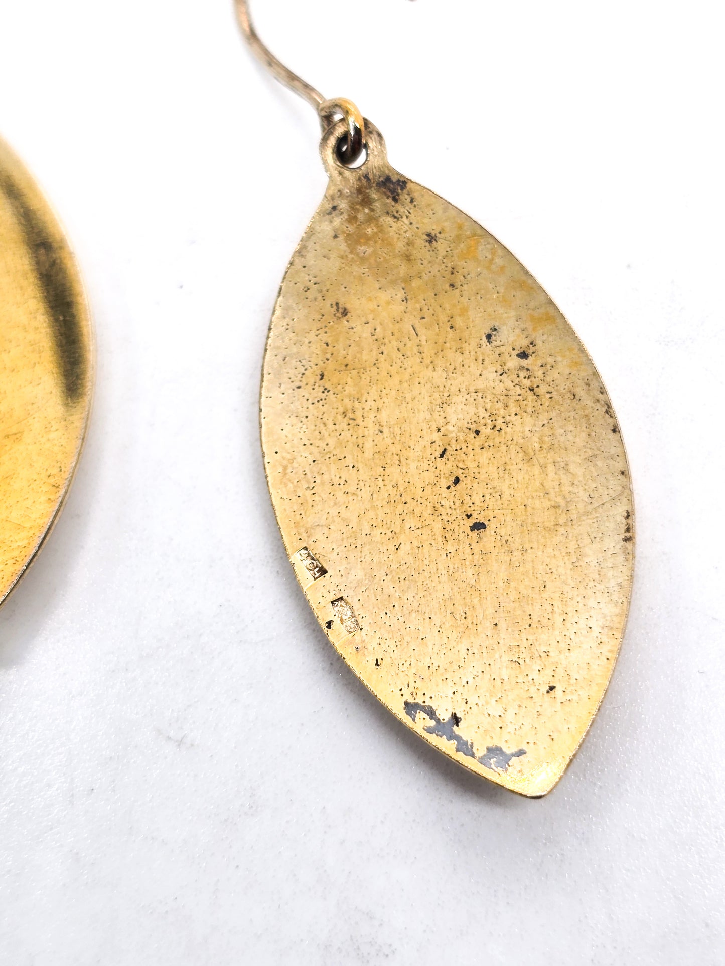 Russian Niello 875 Vermeil silver and gold flower vintage sterling silver earrings