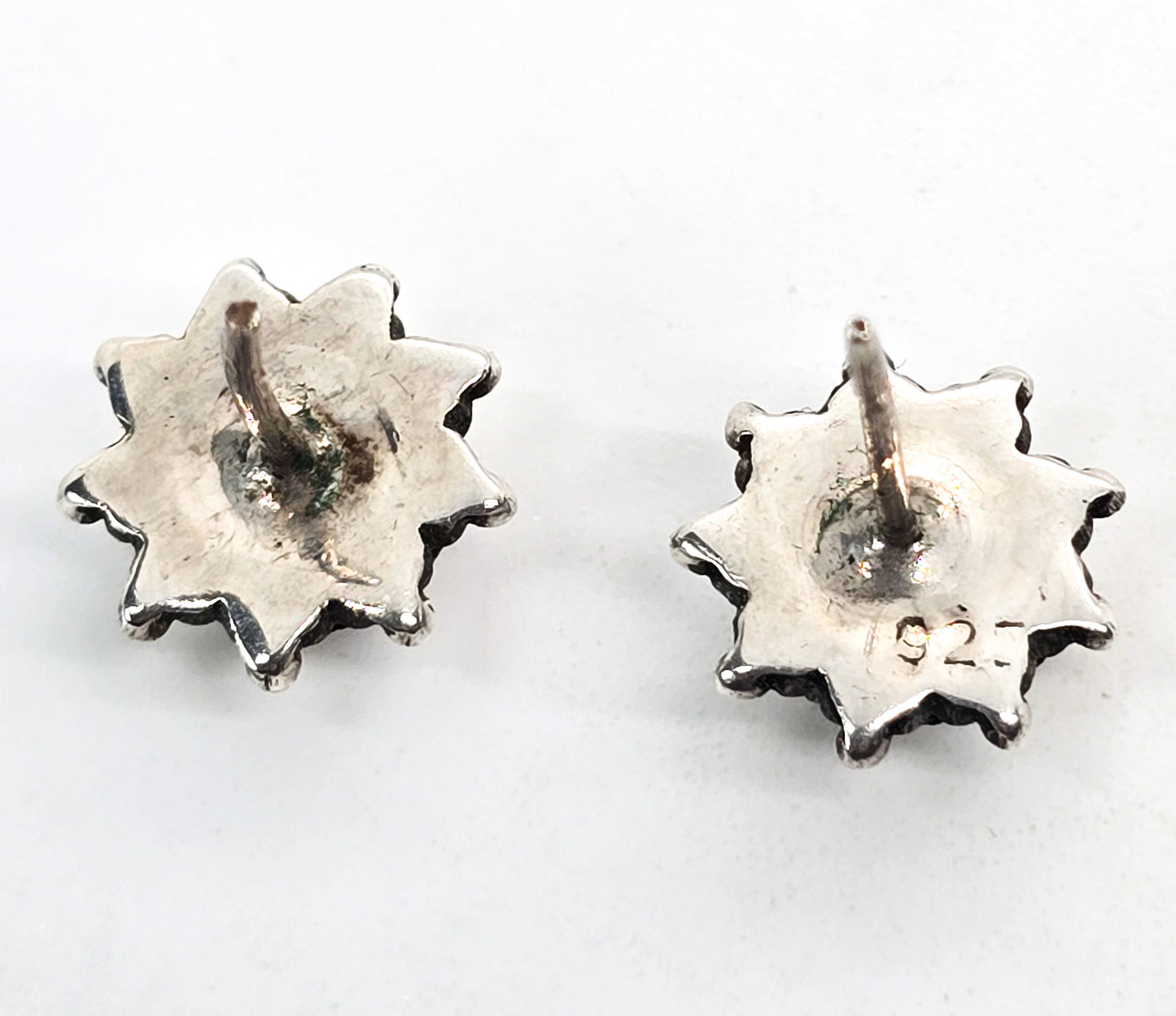 Amethyst purple gemstone Balinese style sterling silver vintage stud earrings