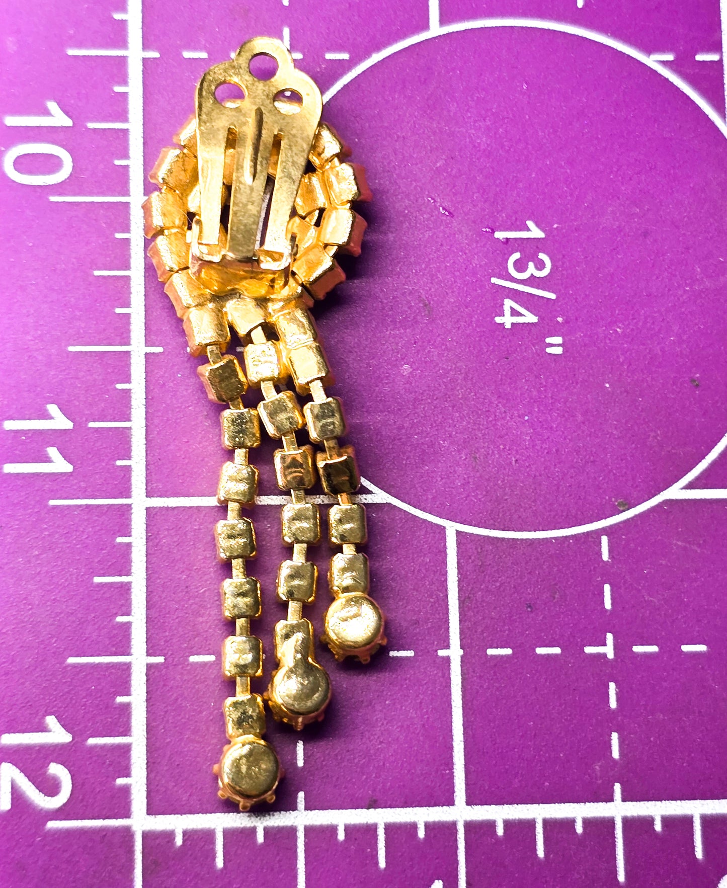 Pink Waterfall Retro gold plated vintage 1970's clip on earrings over 2" long