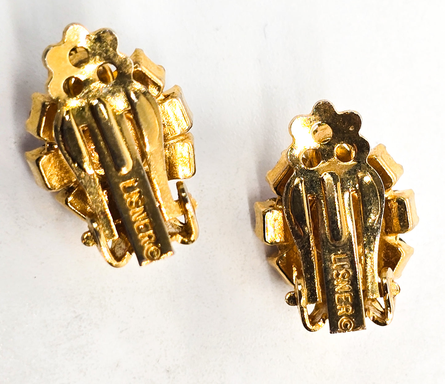 Lisner 4th of July red white and blue mid century rhinestone vintage clip on earrings