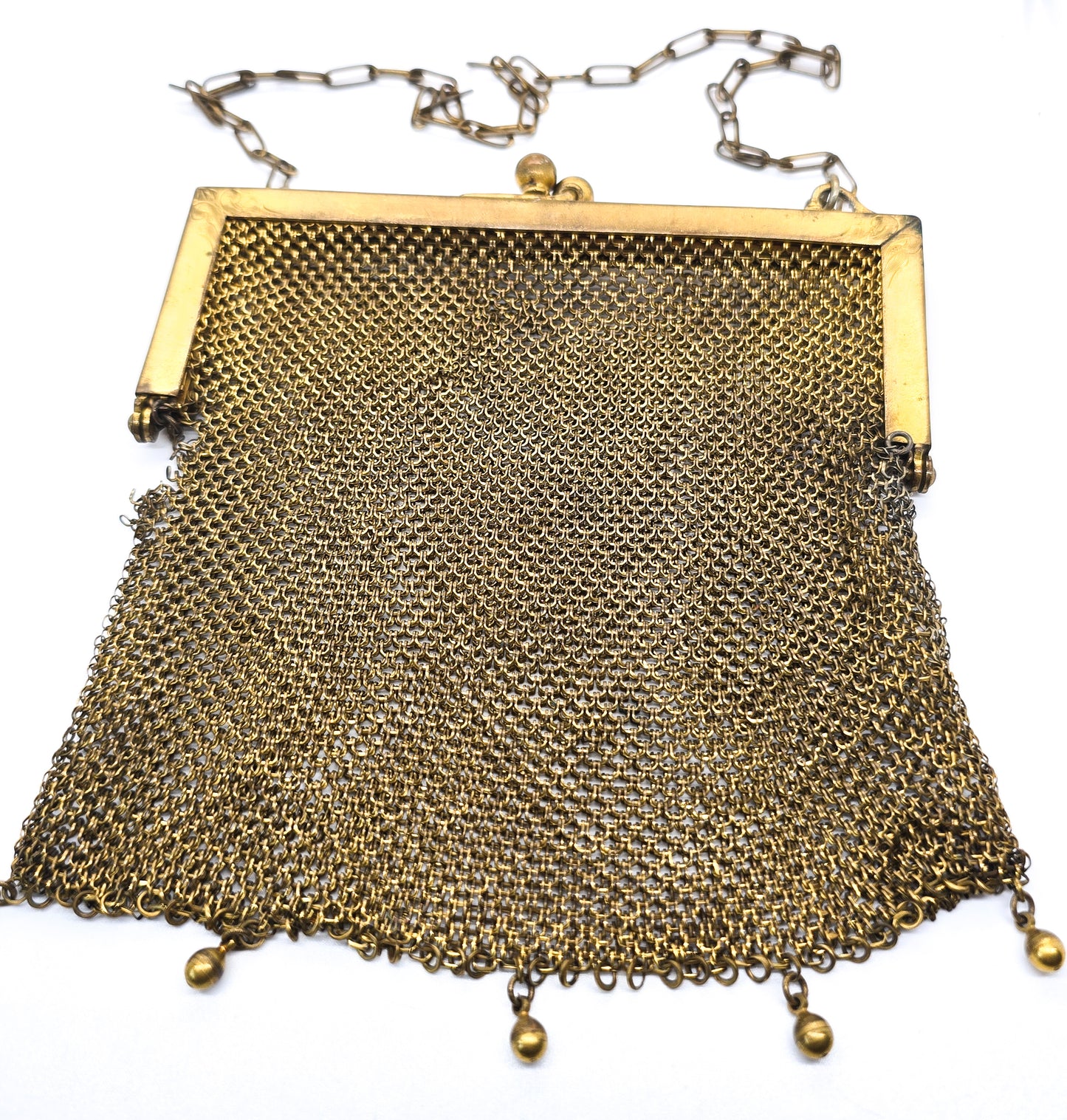 Goldine CB Art Deco mesh gold toned antique hand bag purse