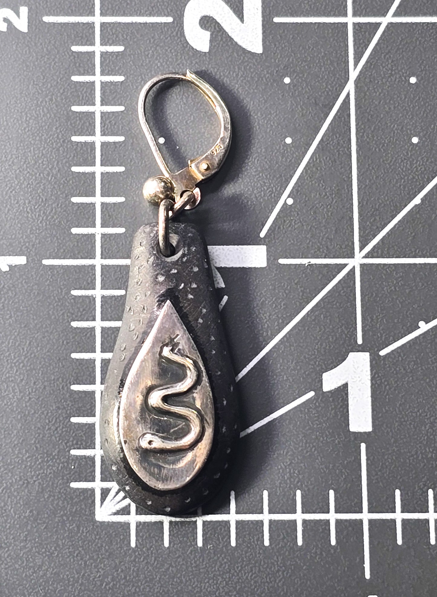 Silver Snake natural tribal artisan tribal sterling silver lever back earrings
