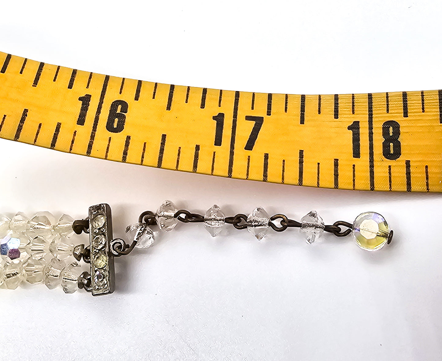 Austrian Crystal tiered vintage three strand Aurora borealis graduated beaded necklace