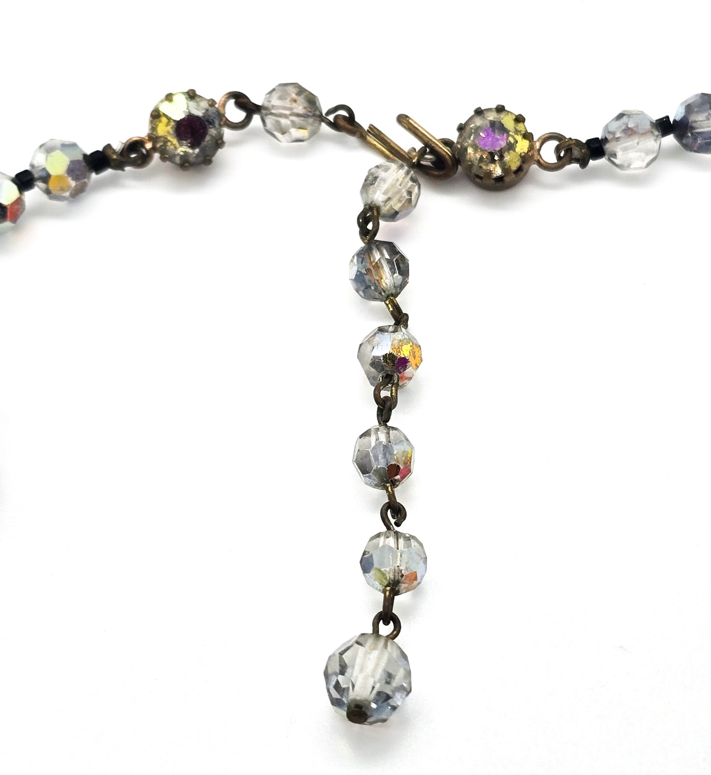 Austrian Crystal tiered vintage rhinestone Aurora borealis beaded necklace