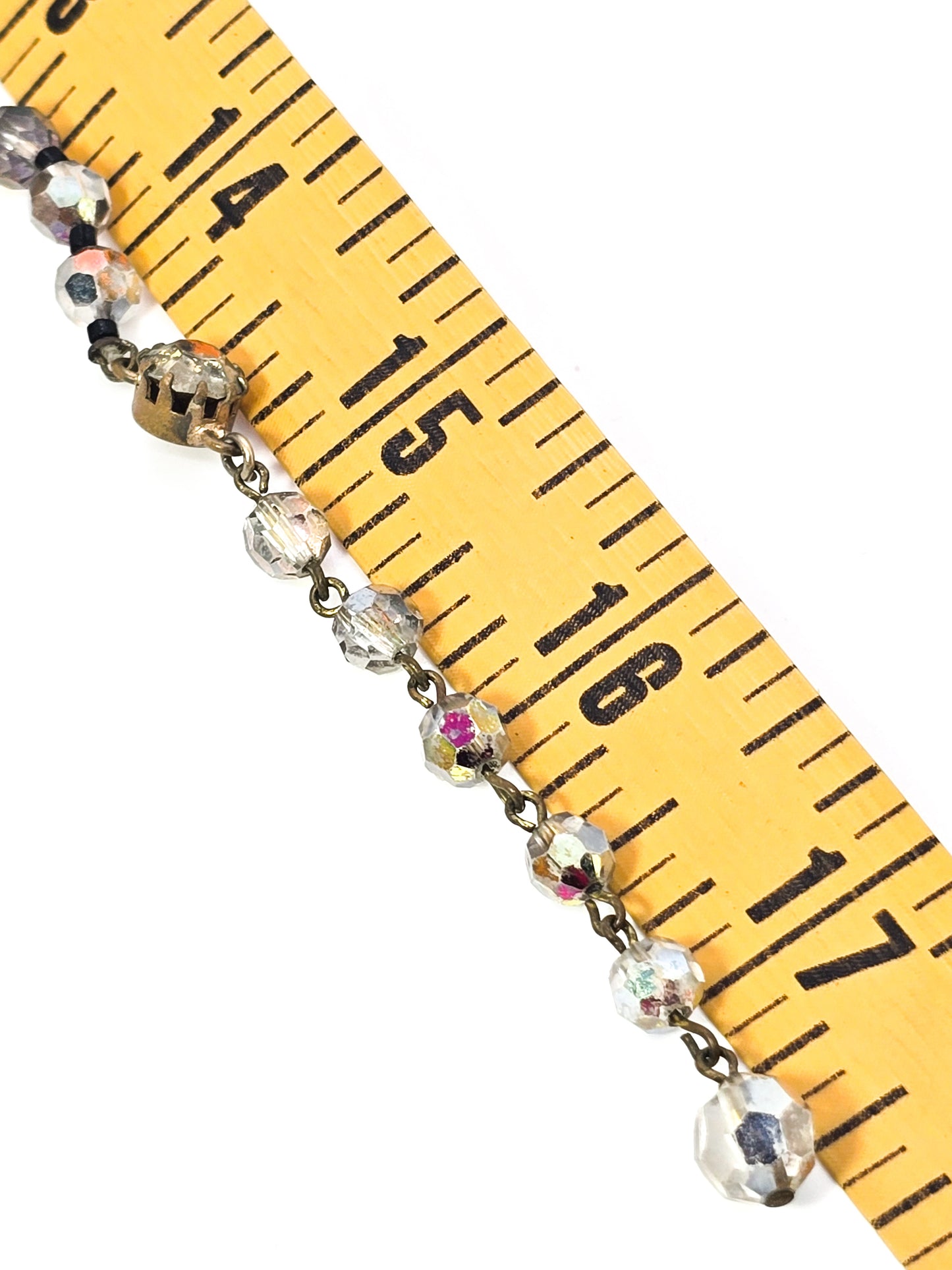 Austrian Crystal tiered vintage rhinestone Aurora borealis beaded necklace