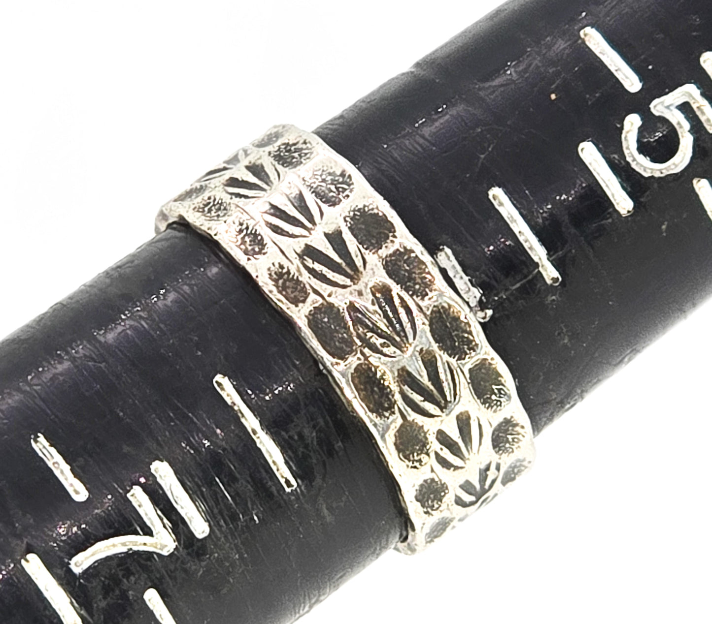 Antique Cigar band tooled thick sterling silver ring size 6