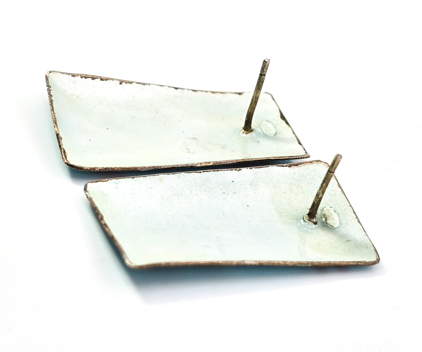 Shashi Singapuri Laurel Inc Turquoise Mondrian vintage sterling silver enamel earrings