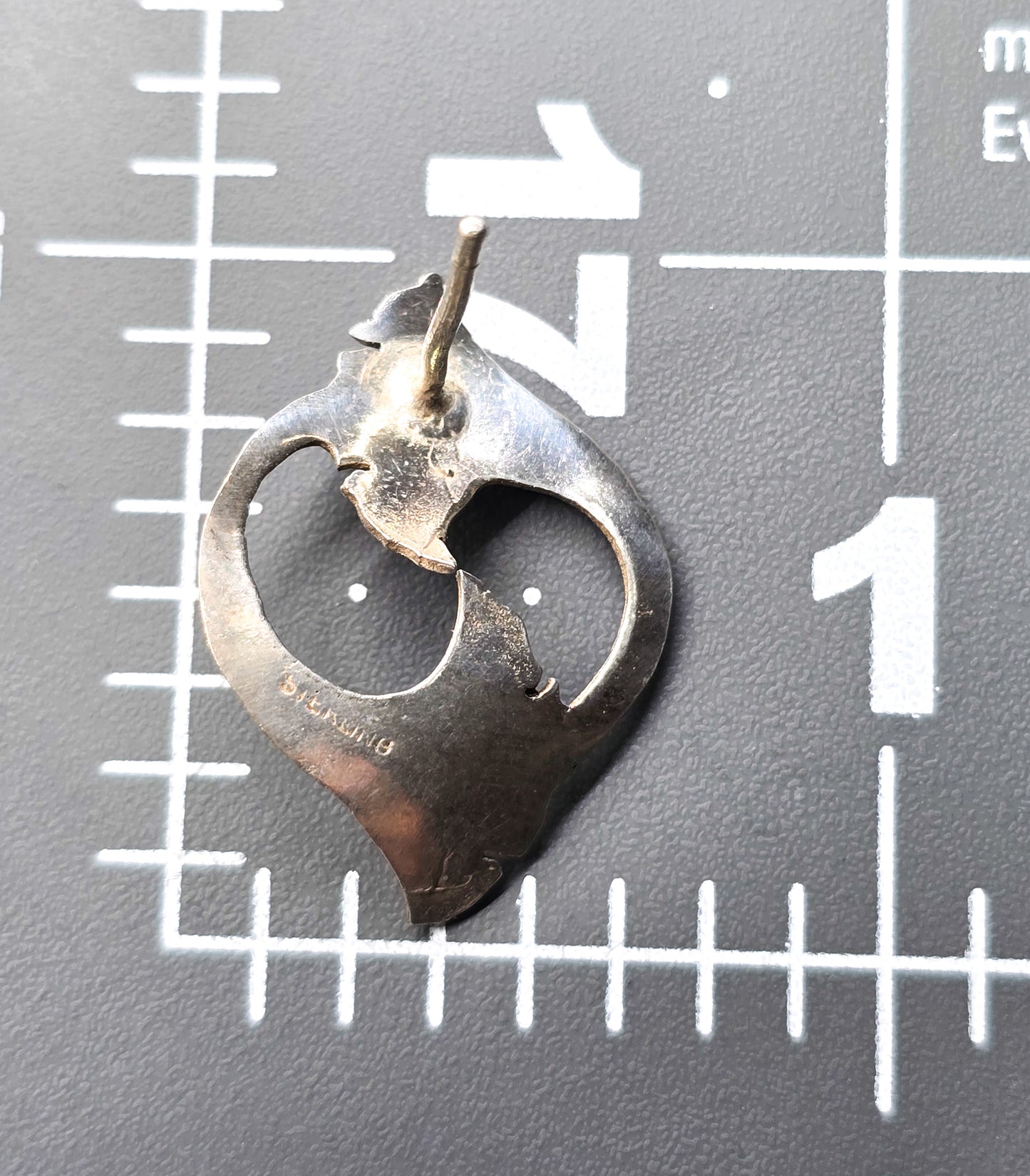 Double lily flower Art Nouveau vintage sterling silver stud earrings