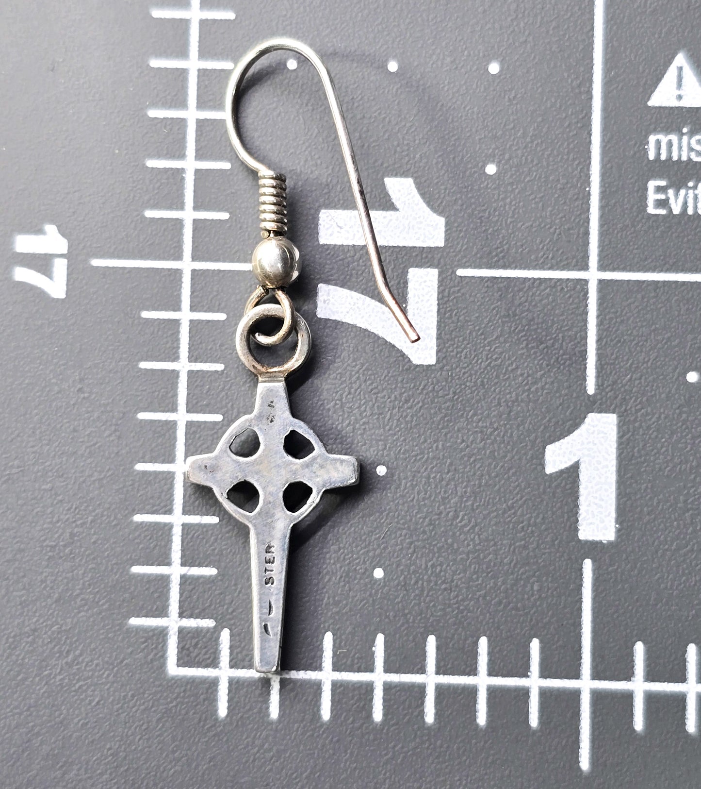Silver cross with halo sterling silver vintage drop earrings