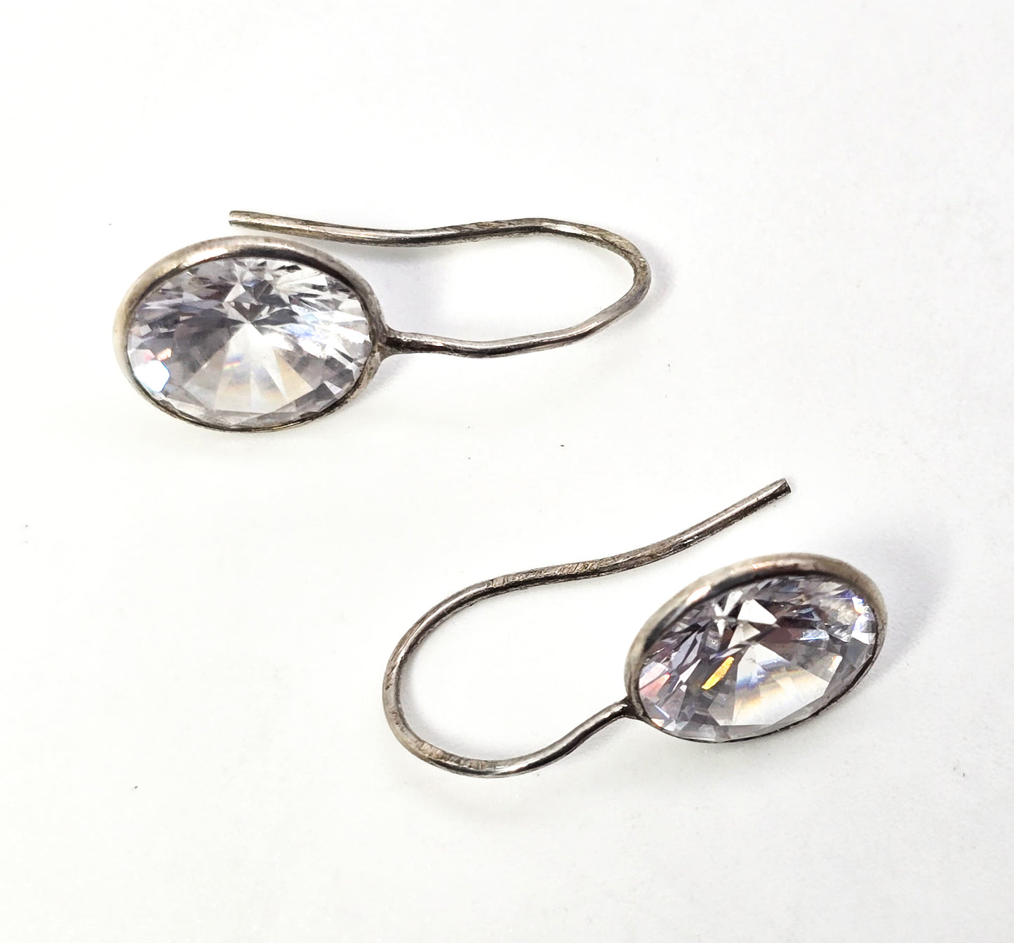 Head light Large Faceted Clear Swarovski crystal elements sterling silver earrings