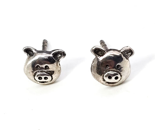 Little Piggy cute cartoon sterling silver pig head stud earrings farm barnyard