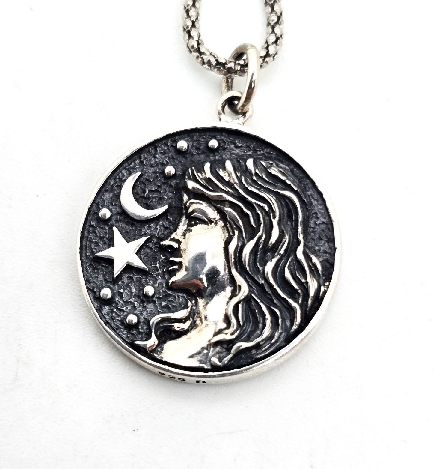 Virgo Celestial female goddess sterling silver Astrology Celestial pendant necklace