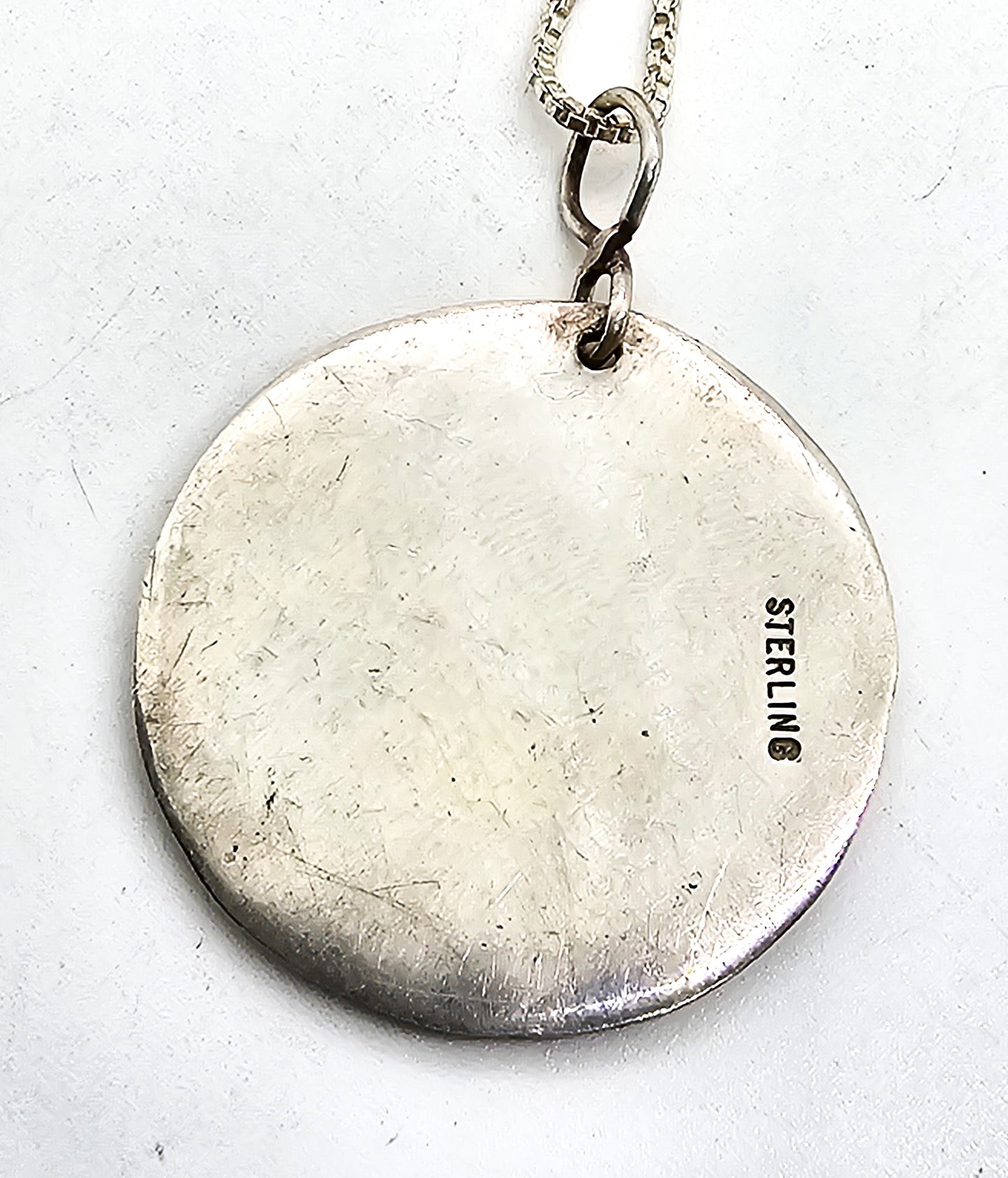 Scarab Beetle Artisan large hammered sterling silver medallion necklace