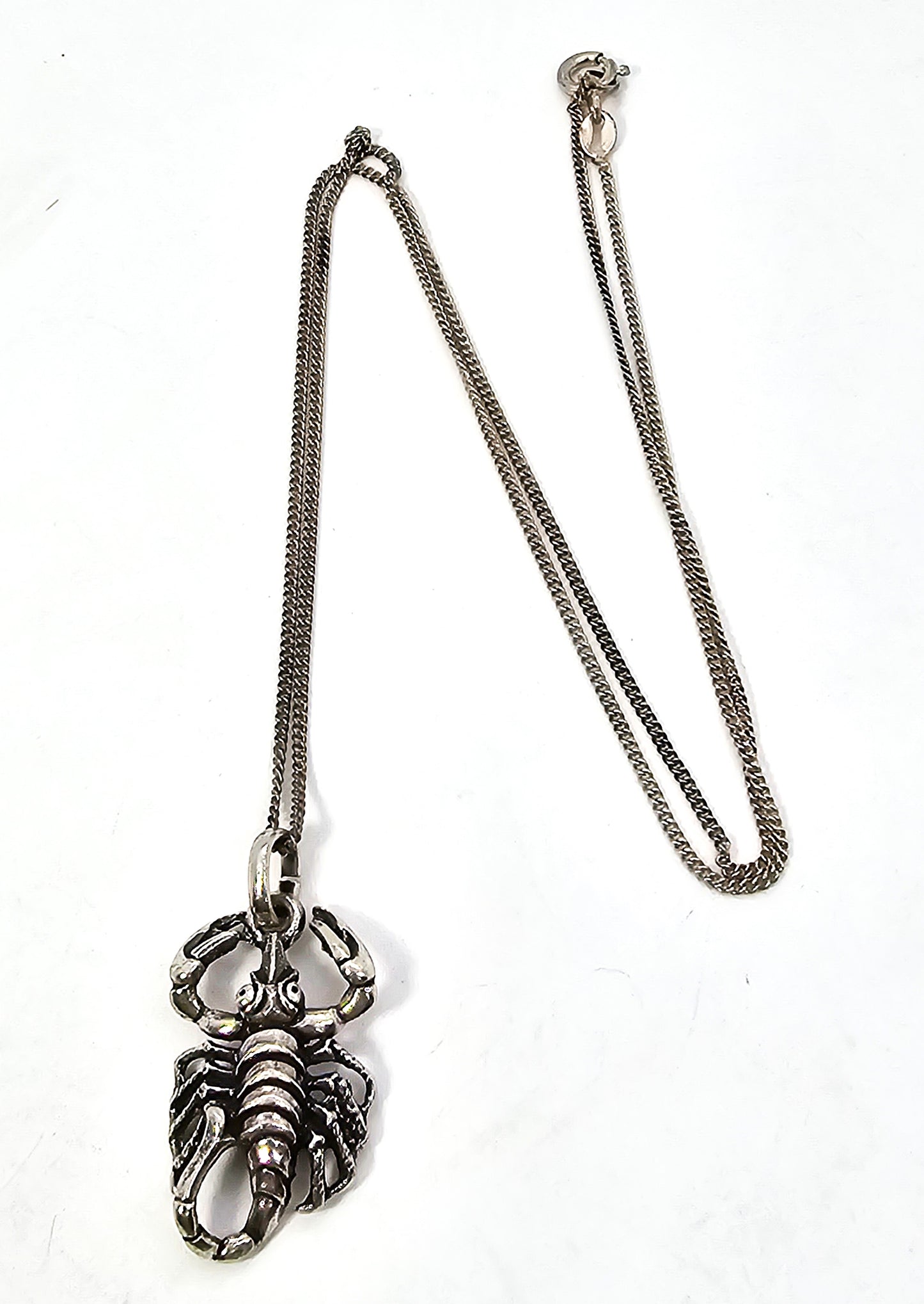 Scorpion solid sterling silver detailed insect bug pendant necklace